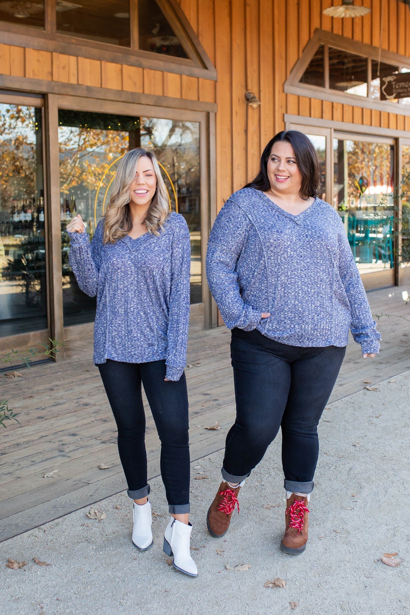 Wavy Navy Puff Sleeve Top