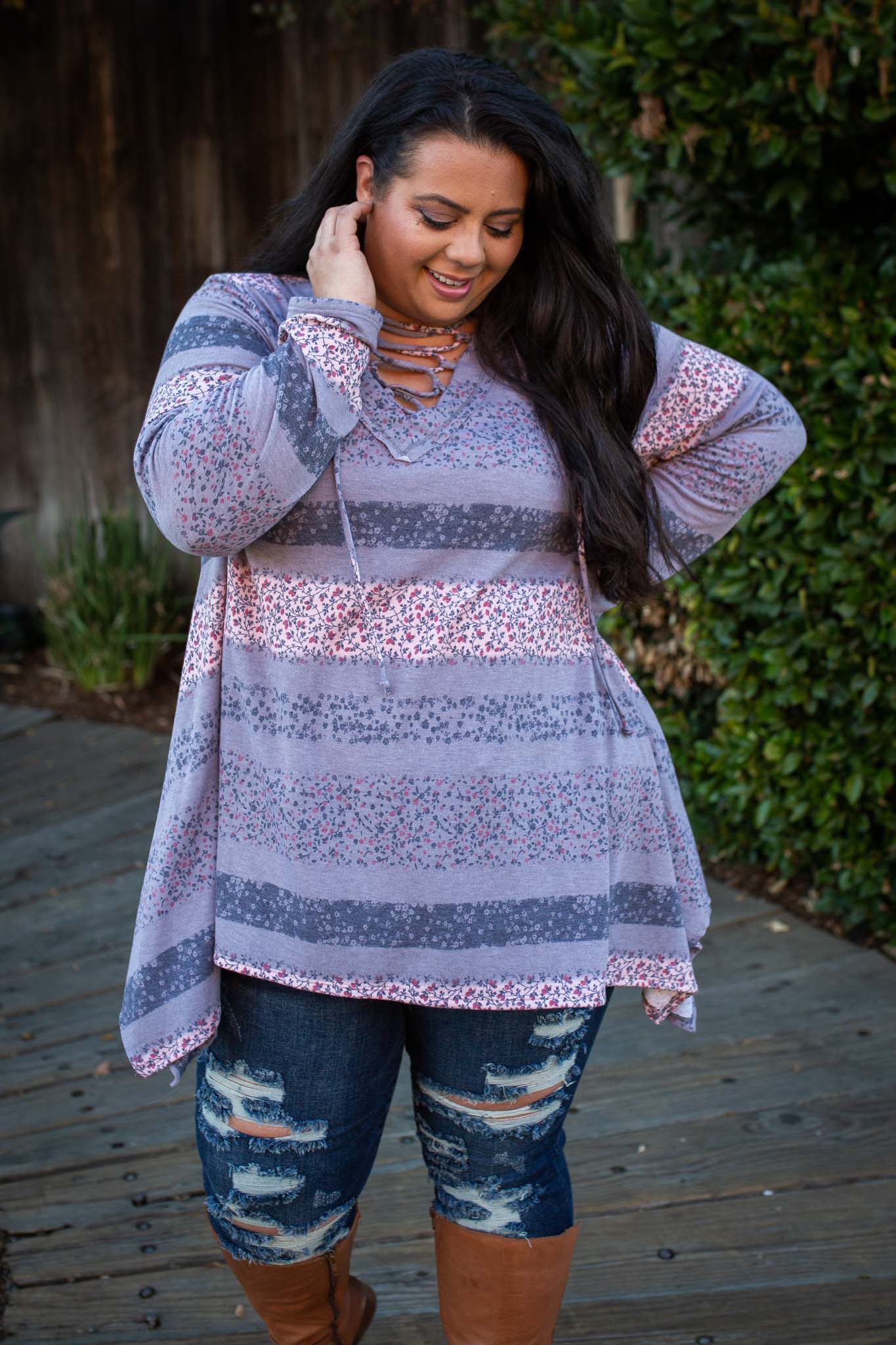 Floral Paths Long Sleeve Tunic