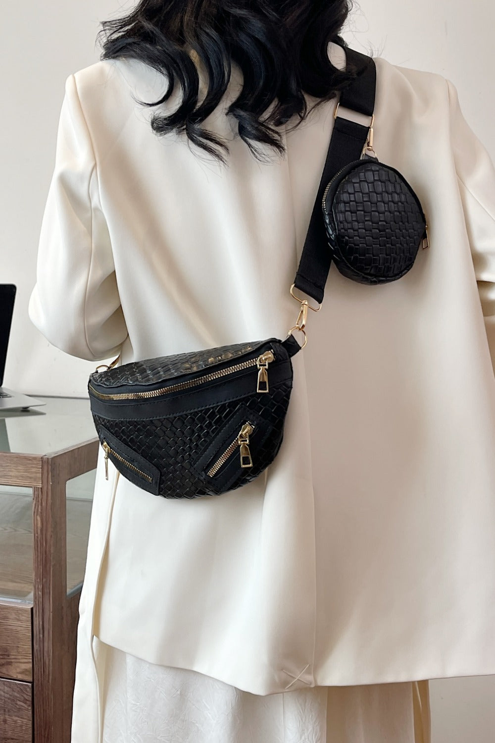 PU Leather Crossbody Bag with Coin Purse