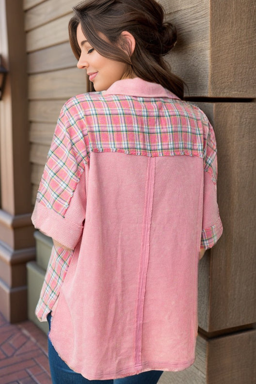 Aurora Plaid Short Sleeve Top