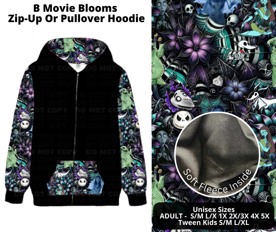 B Movie Blooms Zip-Up or Pullover Hoodie