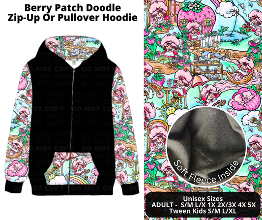 Preorder! Closes 12/2. ETA Feb. Berry Patch Doodle Zip-Up or Pullover Hoodie