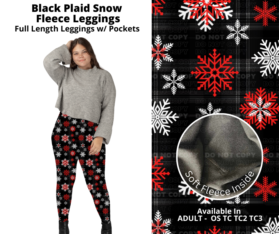 Black Plaid Snow Fleece Leggings