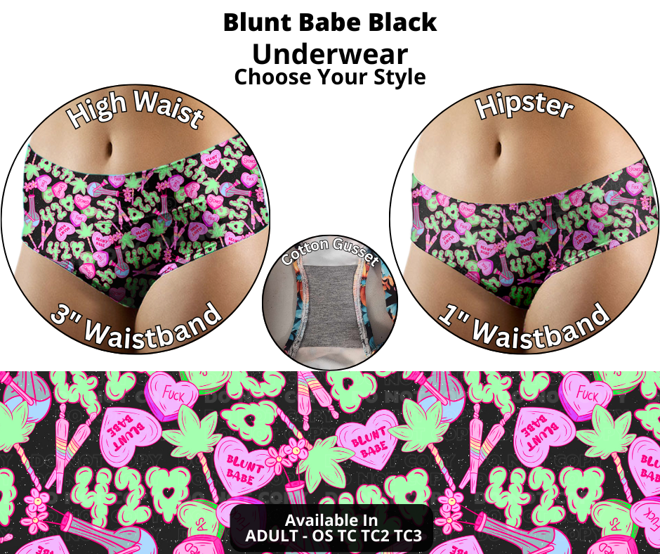 Preorder! Closes 12/12. ETA Feb. Blunt Babe Black Hipster & High Waist Underwear