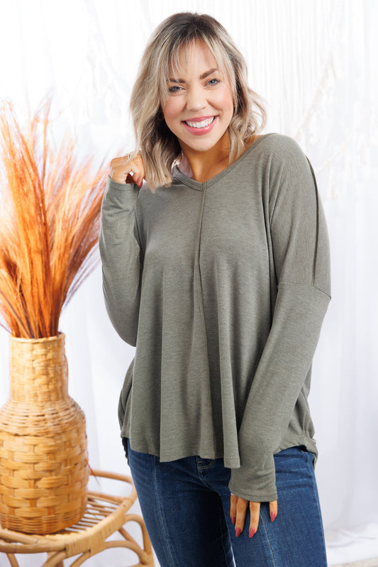 Casual & Comfy Olive Top