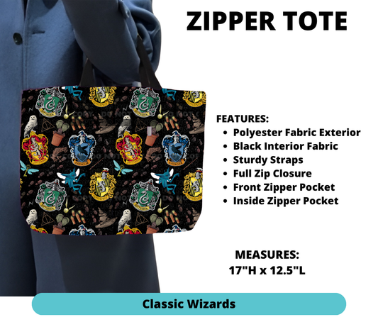 Classic Wizards Zipper Tote