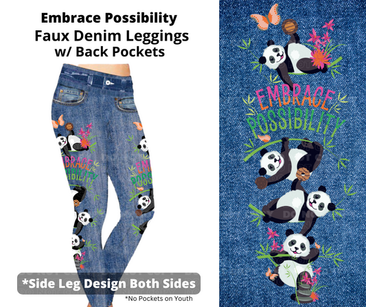 Embrace Possibility Full Length Faux Denim w/ Side Leg Designs