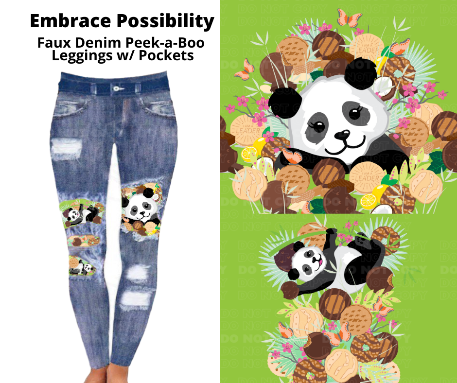 Embrace Possibility Faux Denim Full Length Peekaboo Leggings