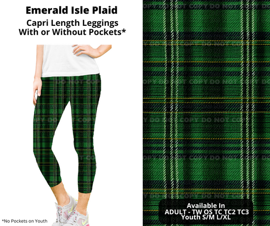 Preorder! Closes 12/11. ETA Feb. Emerald Isle Plaid Capri Leggings w/wo Pockets