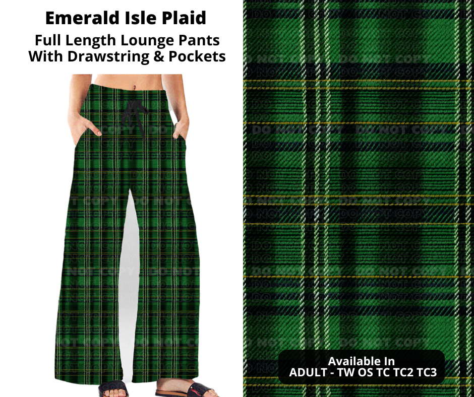 Preorder! Closes 12/11. ETA Feb. Emerald Isle Plaid Full Length Lounge Pants