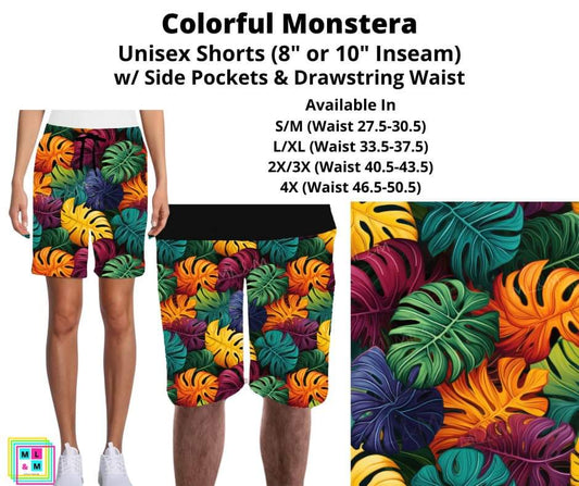 Colorful Monstera Unisex Shorts