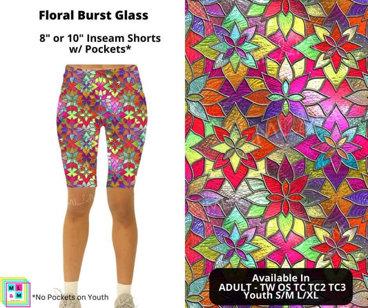 Floral Burst Glass Shorts w/ Pockets