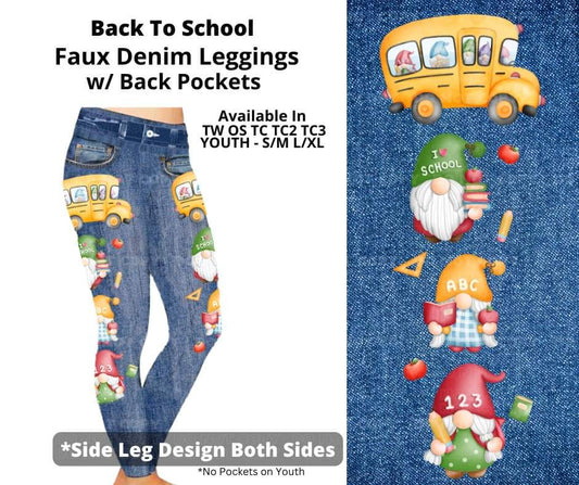 Back To School Full Length Faux Denim w/ Side Leg Designs