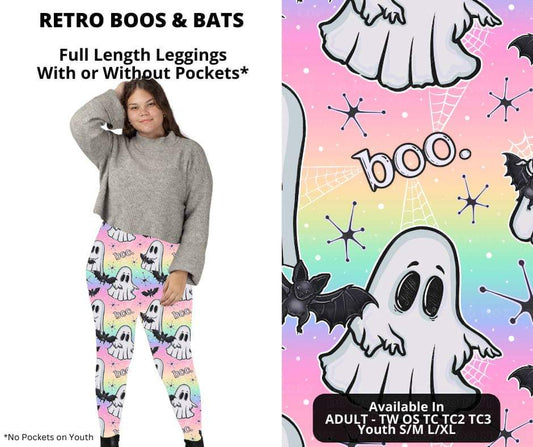 Retro Boos & Bats Full Length Leggings w/ Pockets