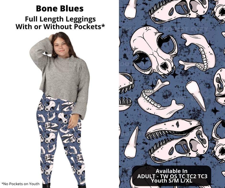 Bone Blues Full Length Leggings w/ Pockets