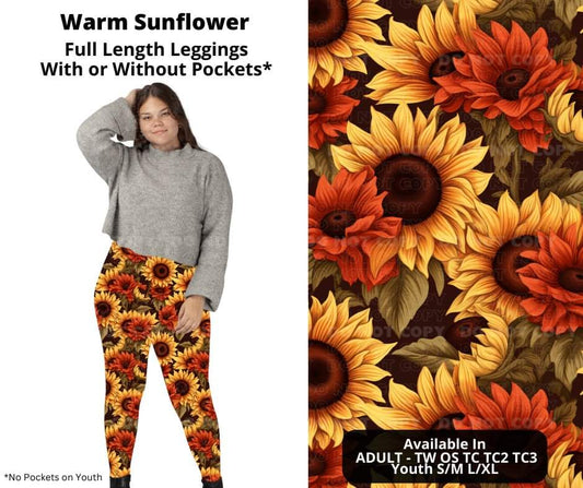 Warm Sunflower Full Length Leggings w/ Pockets