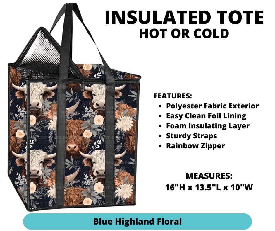 Blue Highland Floral Insulated Tote