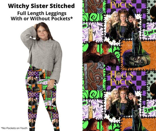 Witchy Sisters Stitched Full Length Leggings w/ Pockets