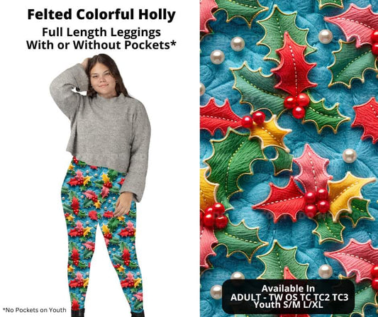 Felted Colorful Holly Full Length Leggings w/ Pockets