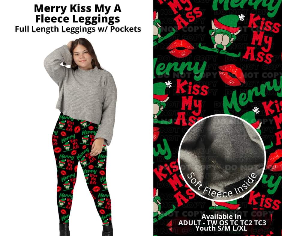 Merry Kiss My A Fleece Leggings