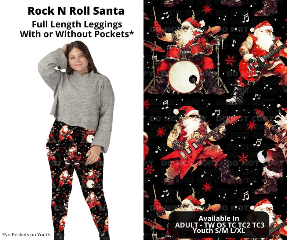 Rock n Roll Santa Full Length Leggings w/ Pockets