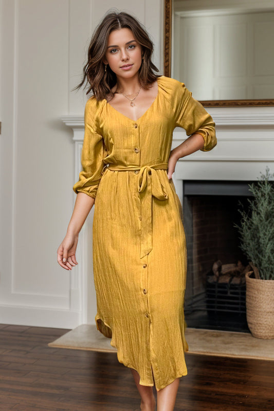 Fall Into Me - Button Down Midi Dress