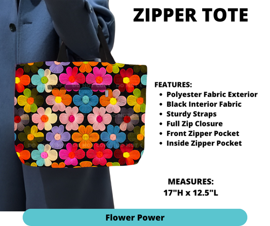 Preorder! Closes 12/4. ETA Feb. Flower Power Zipper Tote