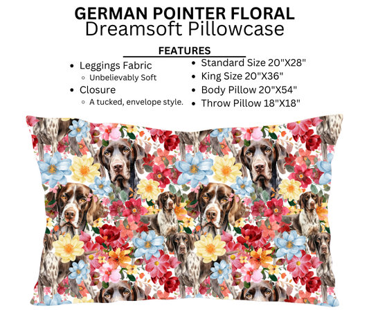 German Pointer Floral Dreamsoft Pillowcases