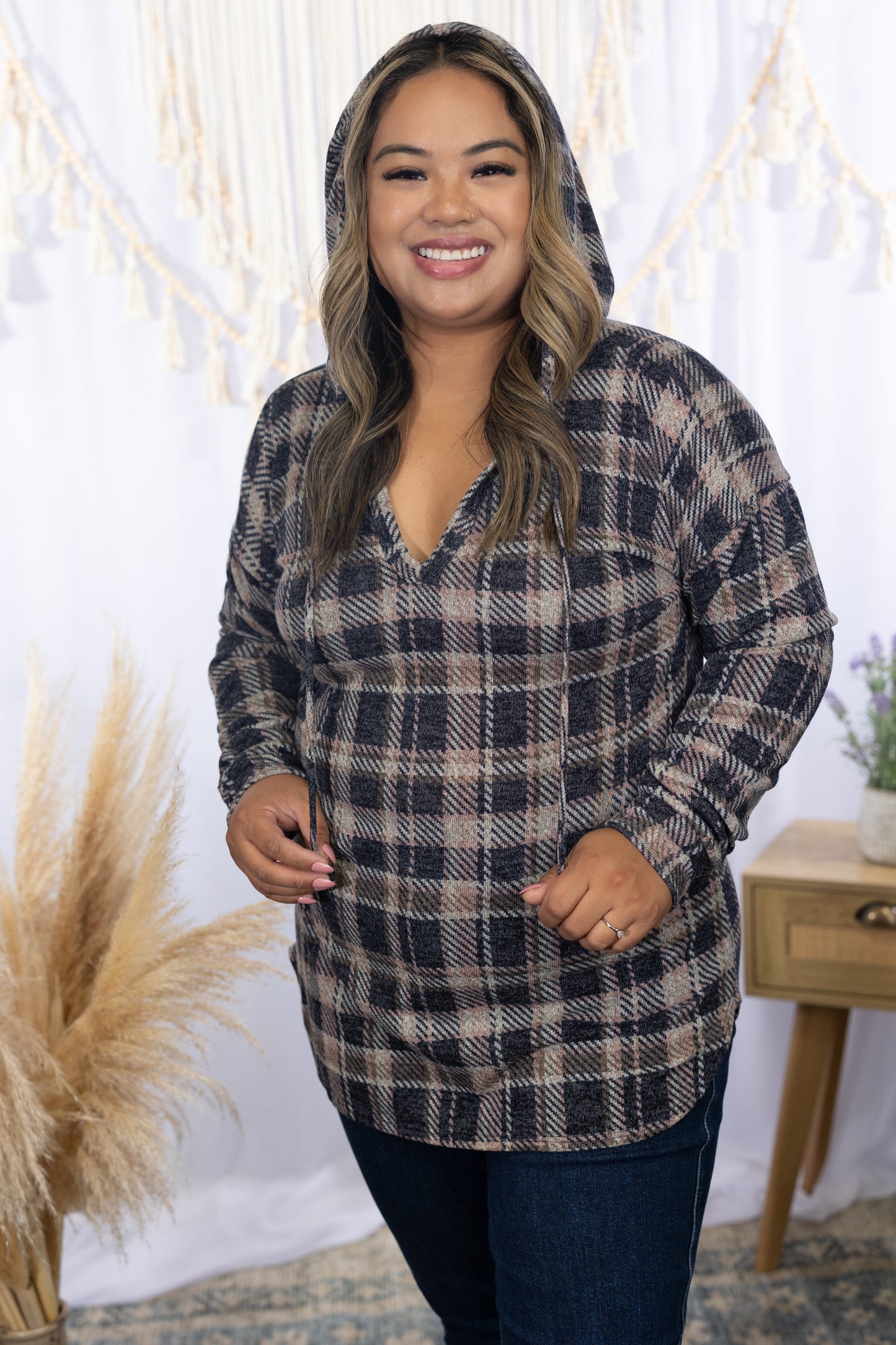 Haley Navy Plaid Hoodie