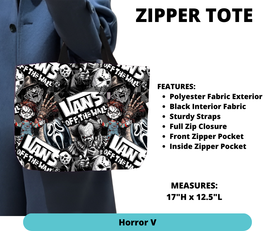 Preorder! Closes 12/4. ETA Feb. Horror V Zipper Tote