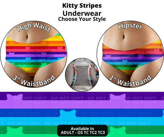 Preorder! Closes 12/12. ETA Feb. Kitty Stripes Hipster & High Waist Underwear