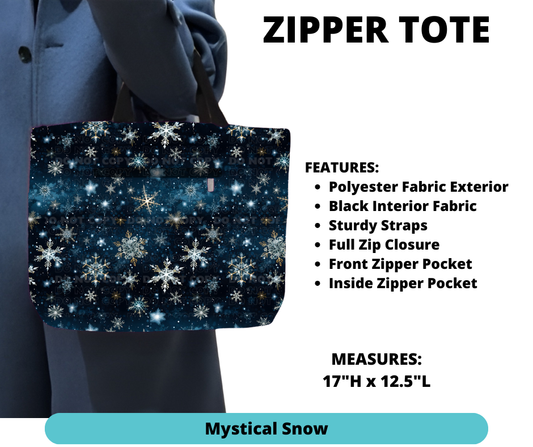 Mystical Snow Zipper Tote