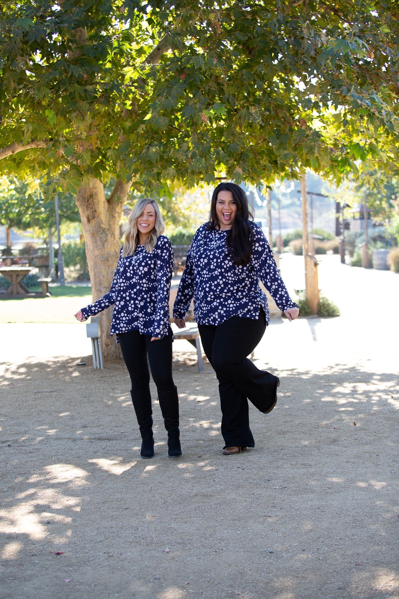 Navy and Daisy Long Sleeve Top