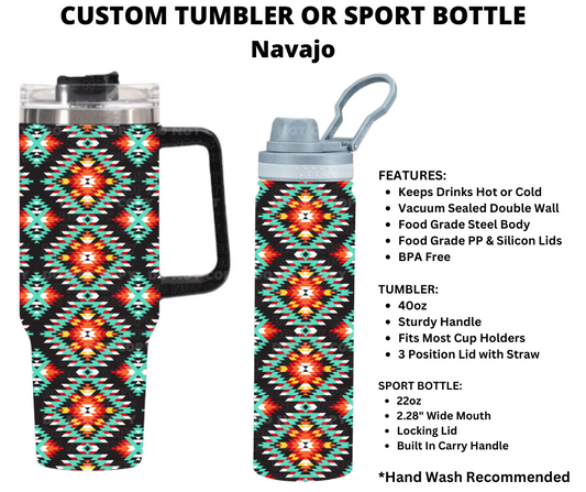 Navajo Custom Tumbler or Sport Bottle