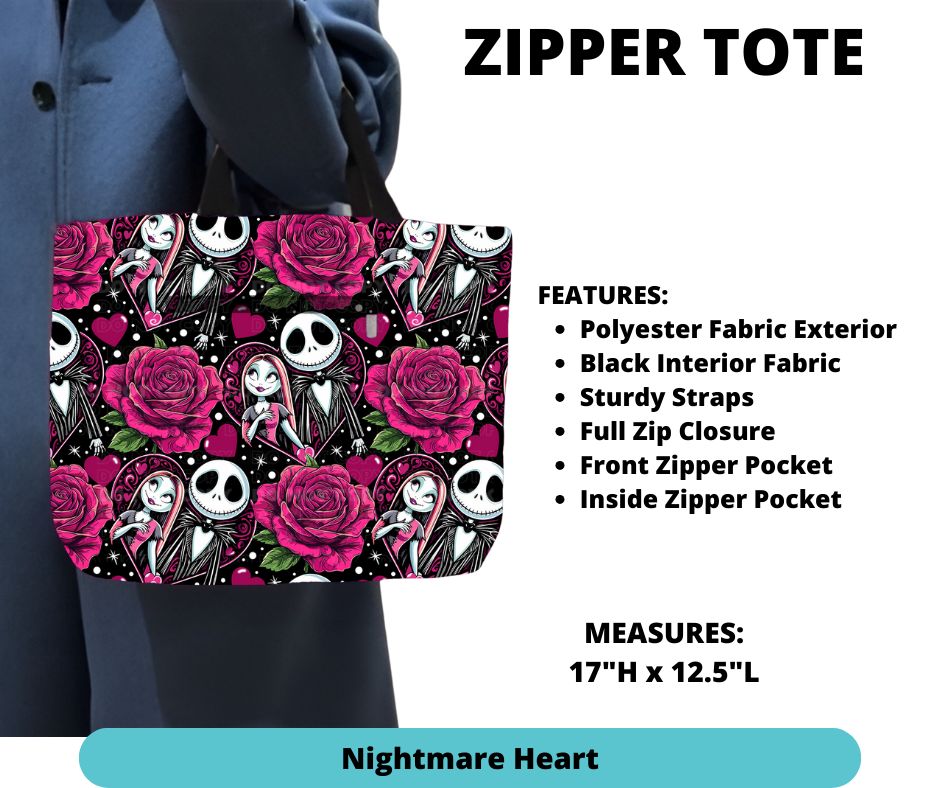 Preorder! Closes 12/4. ETA Feb. Nightmare Heart Zipper Tote