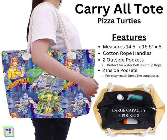 Pizza Turtles Carry All Tote w/ Zipper