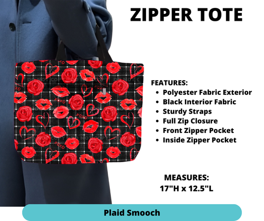 Preorder! Closes 12/4. ETA Feb. Plaid Smooch Zipper Tote