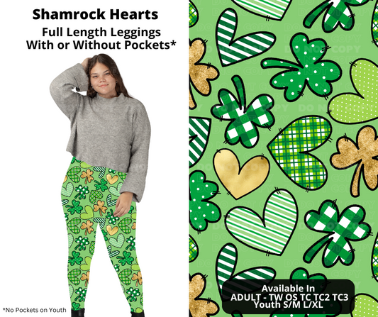 Preorder! Closes 12/11. ETA Feb. Shamrock Hearts Full Length Leggings w/wo Pockets