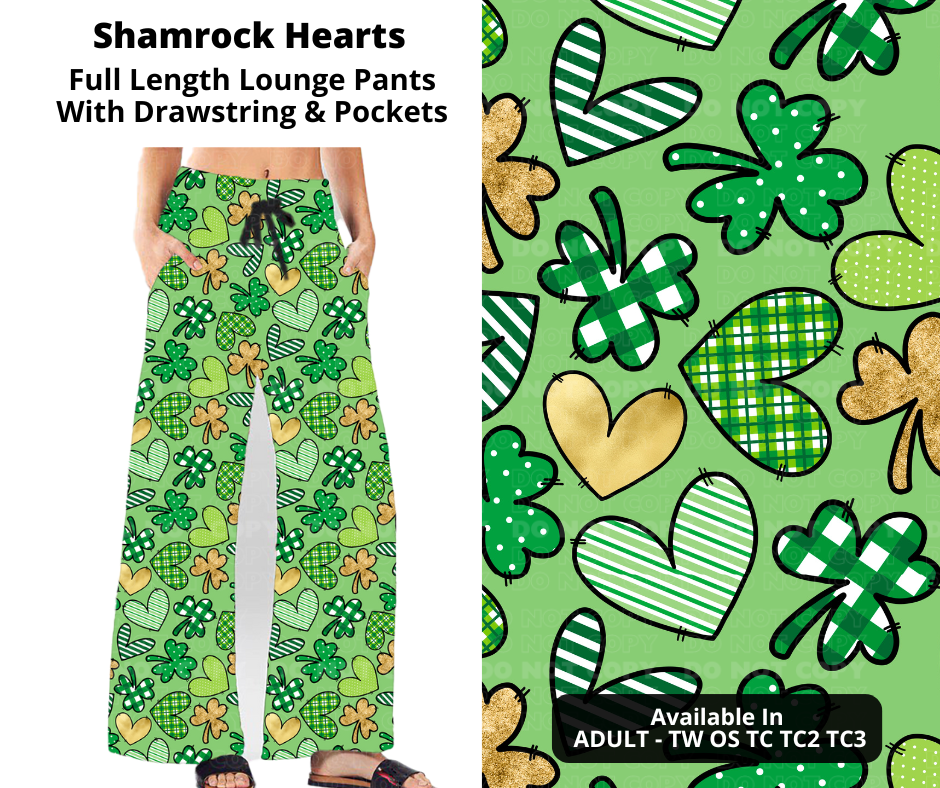 Preorder! Closes 12/11. ETA Feb. Shamrock Hearts Full Length Lounge Pants