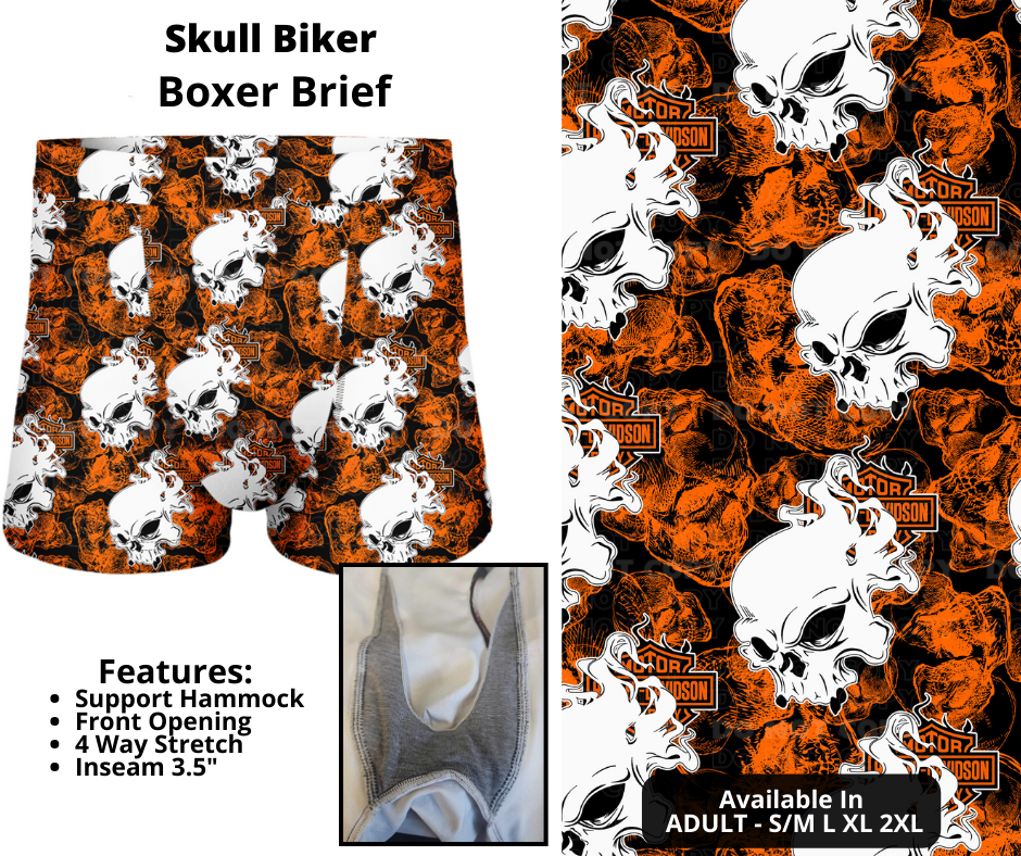 Preorder! Closes 12/12. ETA Feb. Skull Biker Boxer Briefs