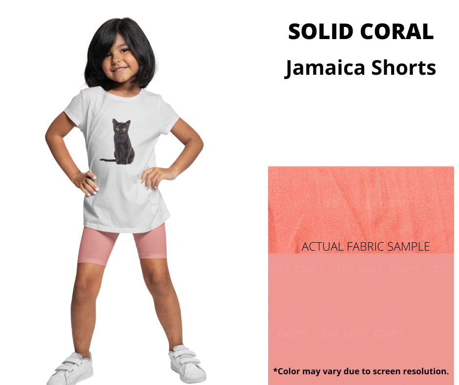 Solid Coral 9" Shorts w/ Pockets