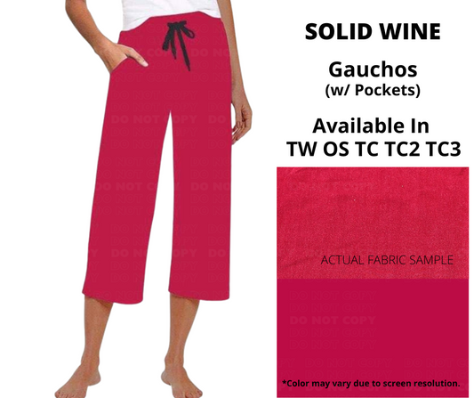 Solid Wine Capri Gauchos