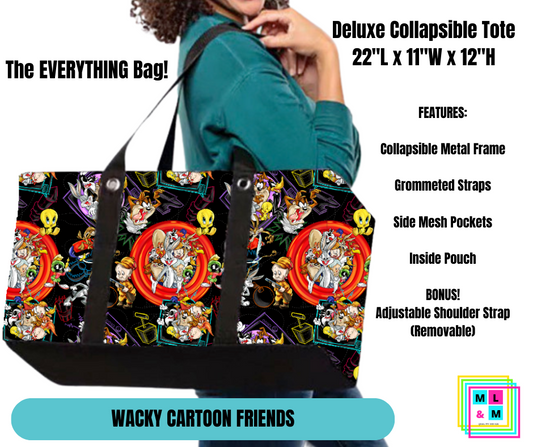 Wacky Cartoon Friends Collapsible Tote