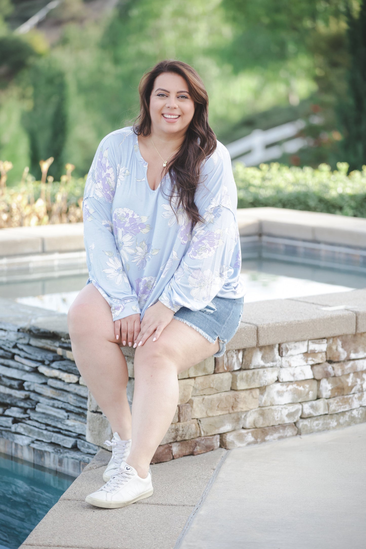 Periwinkle Blooms Oversized Top