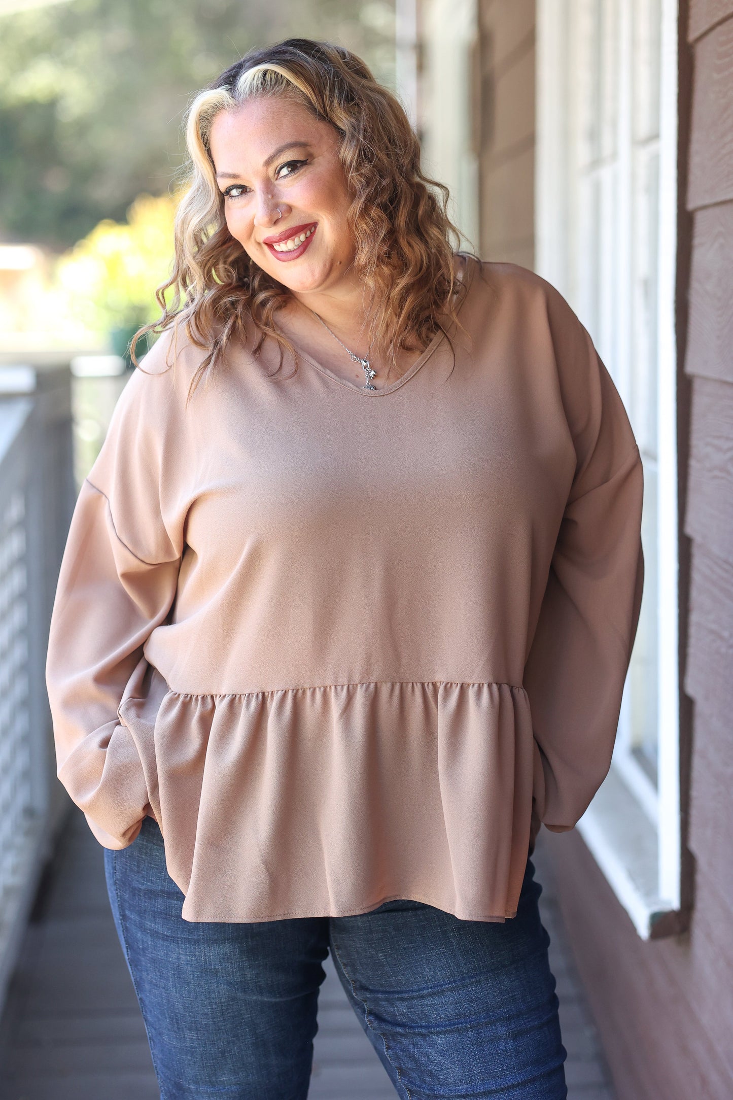 Mocha Crepe Peplum