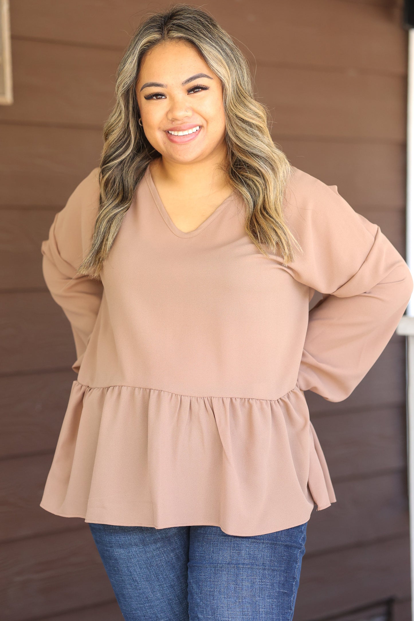 Mocha Crepe Peplum