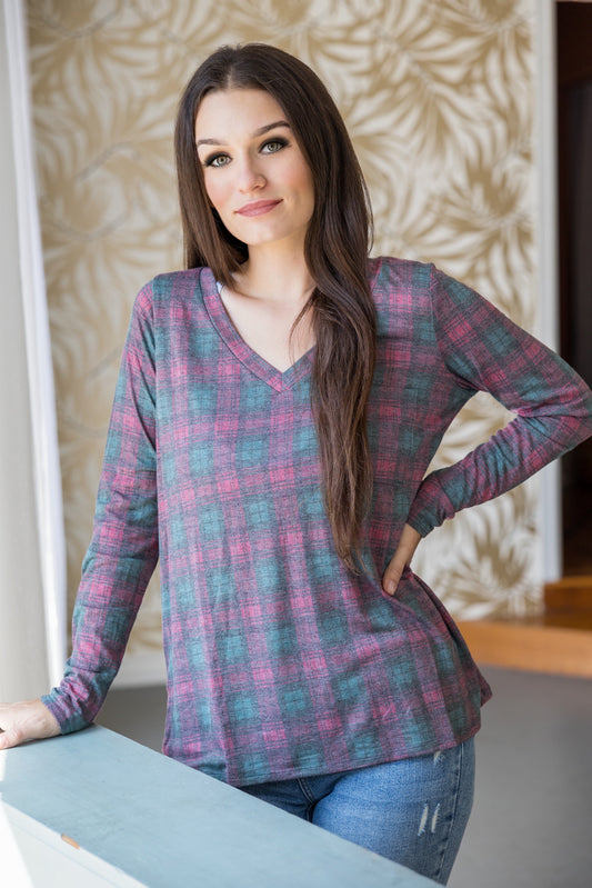 Berry Plaid Long Sleeve