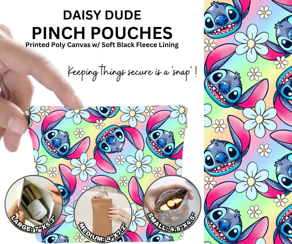 Preorder! Closes 12/5. ETA Feb. Daisy Dude Pinch Pouches in 3 Sizes