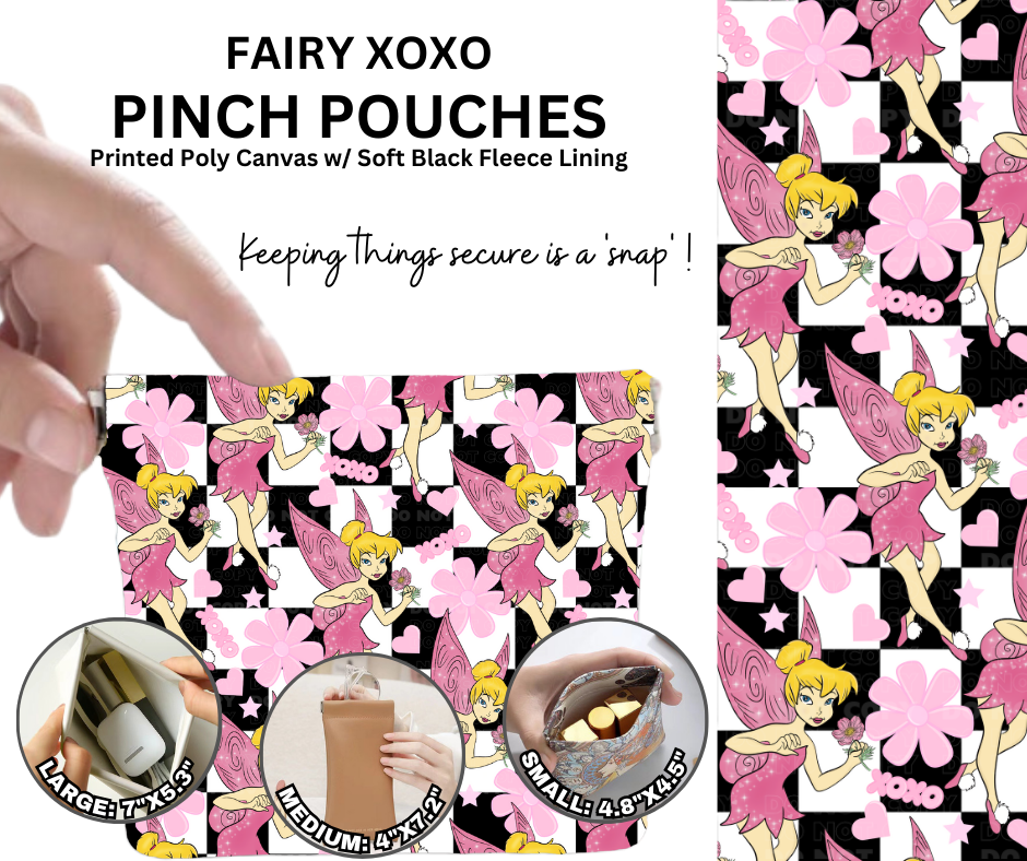 Preorder! Closes 12/5. ETA Feb. Fairy XOXO Pinch Pouches in 3 Sizes