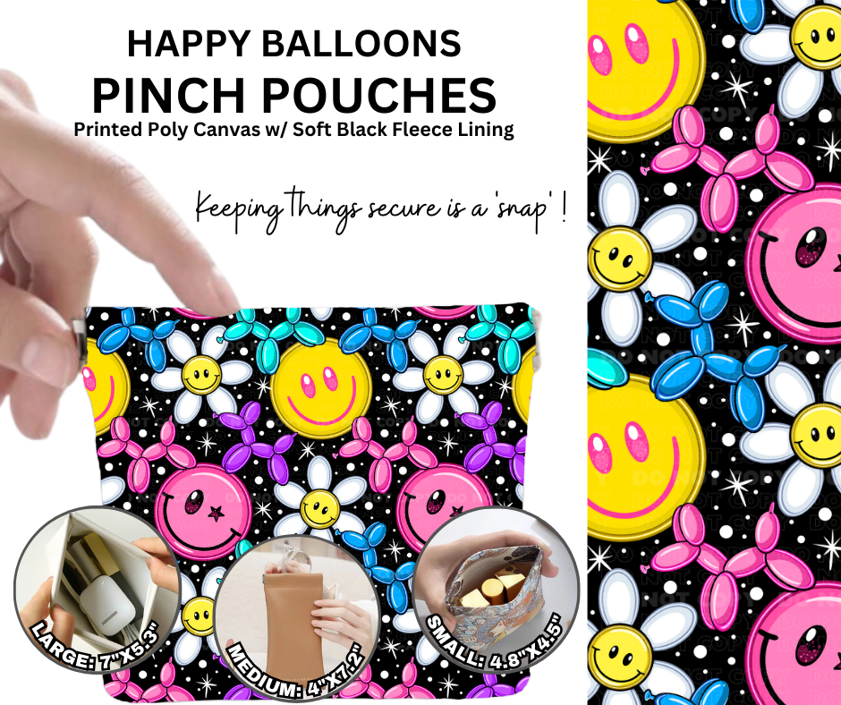 Preorder! Closes 12/5. ETA Feb. Happy Balloons Pinch Pouches in 3 Sizes